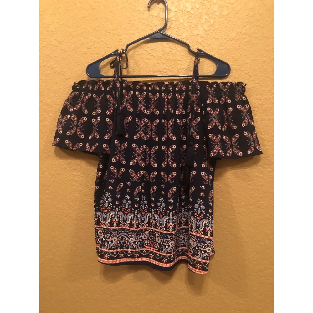 Off Shoulder Paisley Blouse